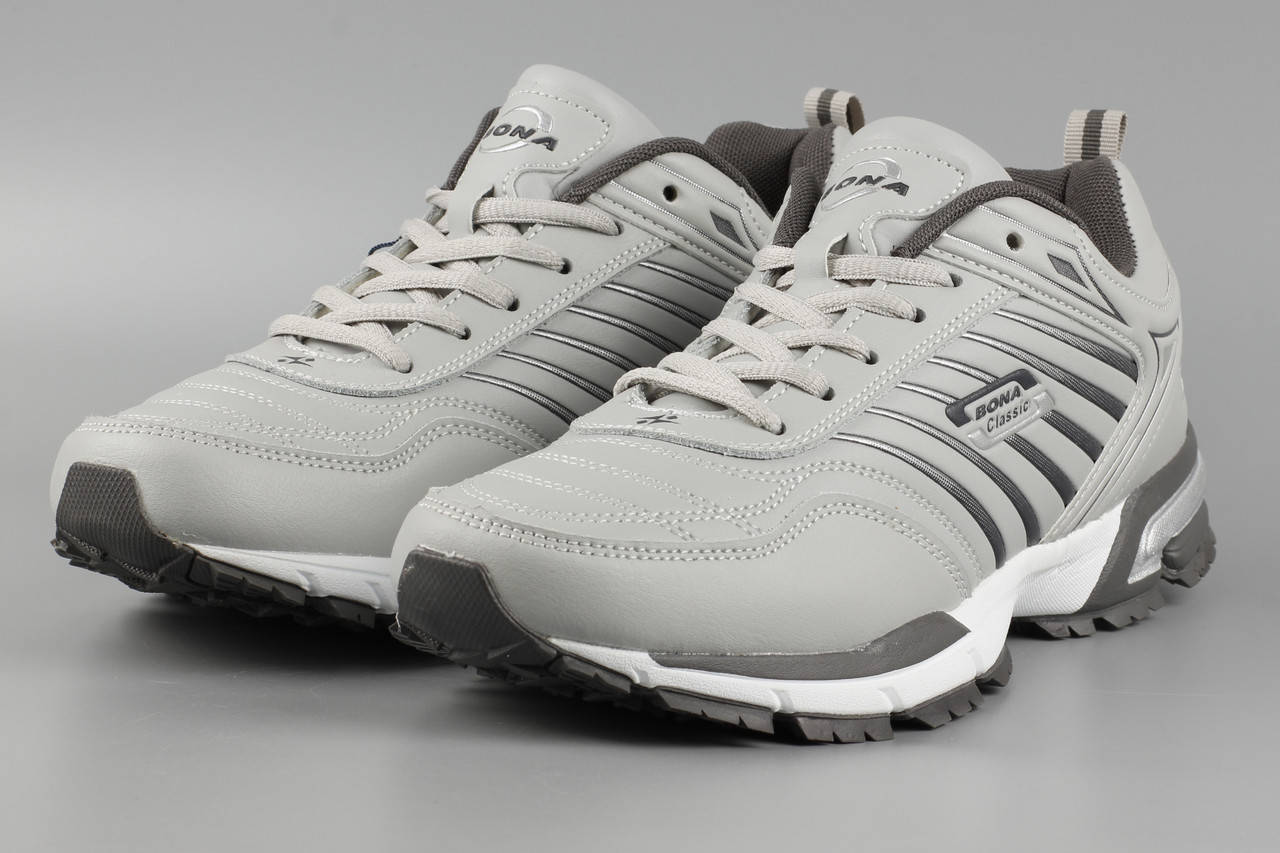 

Кроссовки мужские кожаные серые Bona 753M Бона Размеры 41, Светло-серый