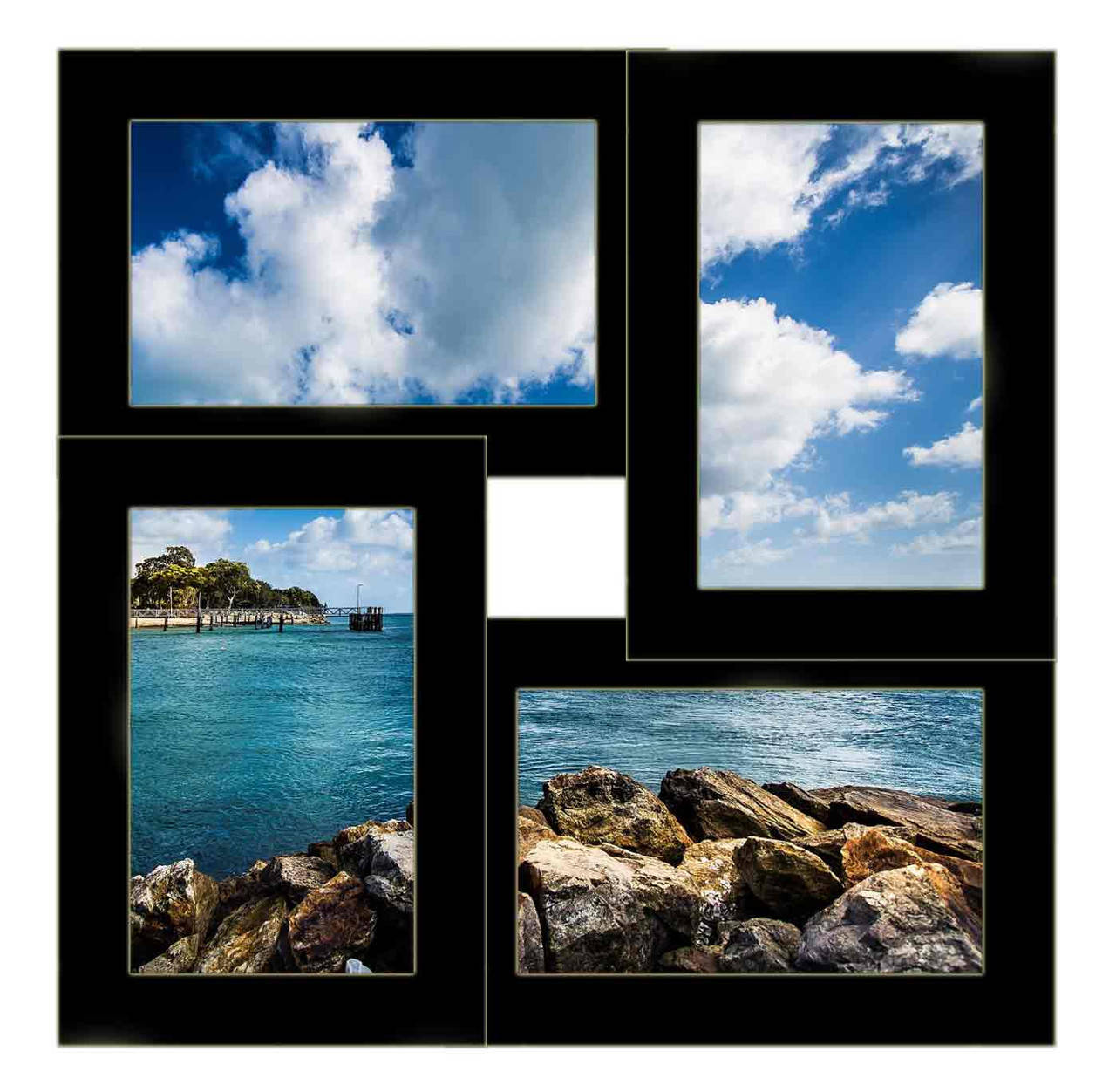 

Деревянный коллаж на 4 фото Классика, черная, Черный