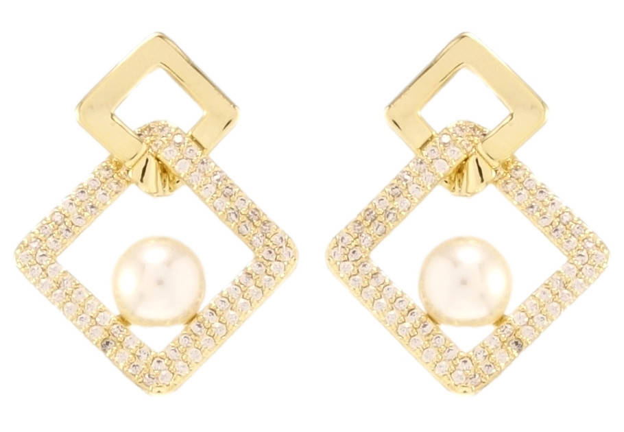 

Серьги Xuping JEAN GOUJON Позолота 14K игла серебро 925 подвески на гвоздиках "Ромбы с жемчужинами и