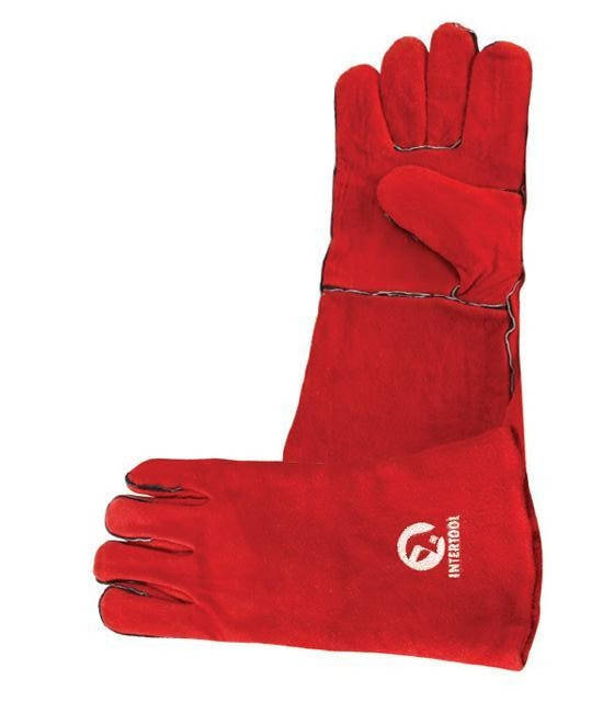 

Перчатки замшевые красные (краги) Intertool SP-0156, Красный