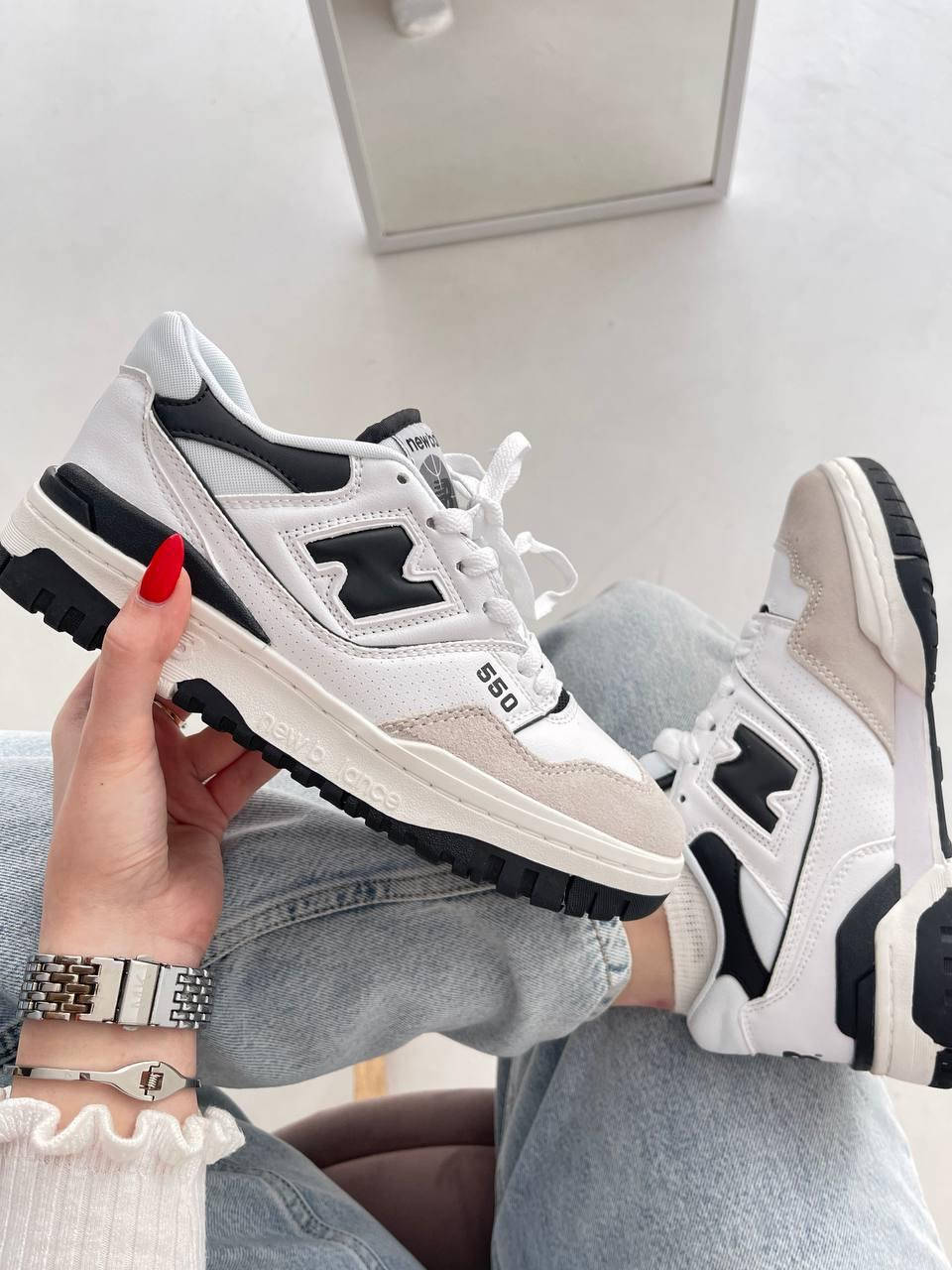 

Кросівки жіночі New Balance 550 White black / кросівки нью беланс 530 40, Черно-белый