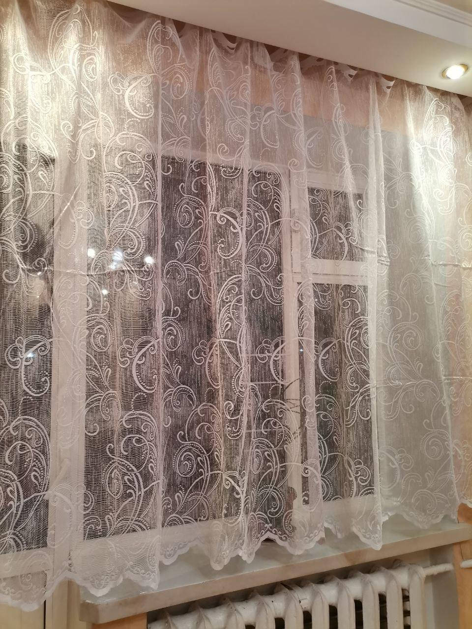 

Тюль Короткий Ажурный Zanaviska Жаккард Высота 160 см Белый ( Арт 89 160 )