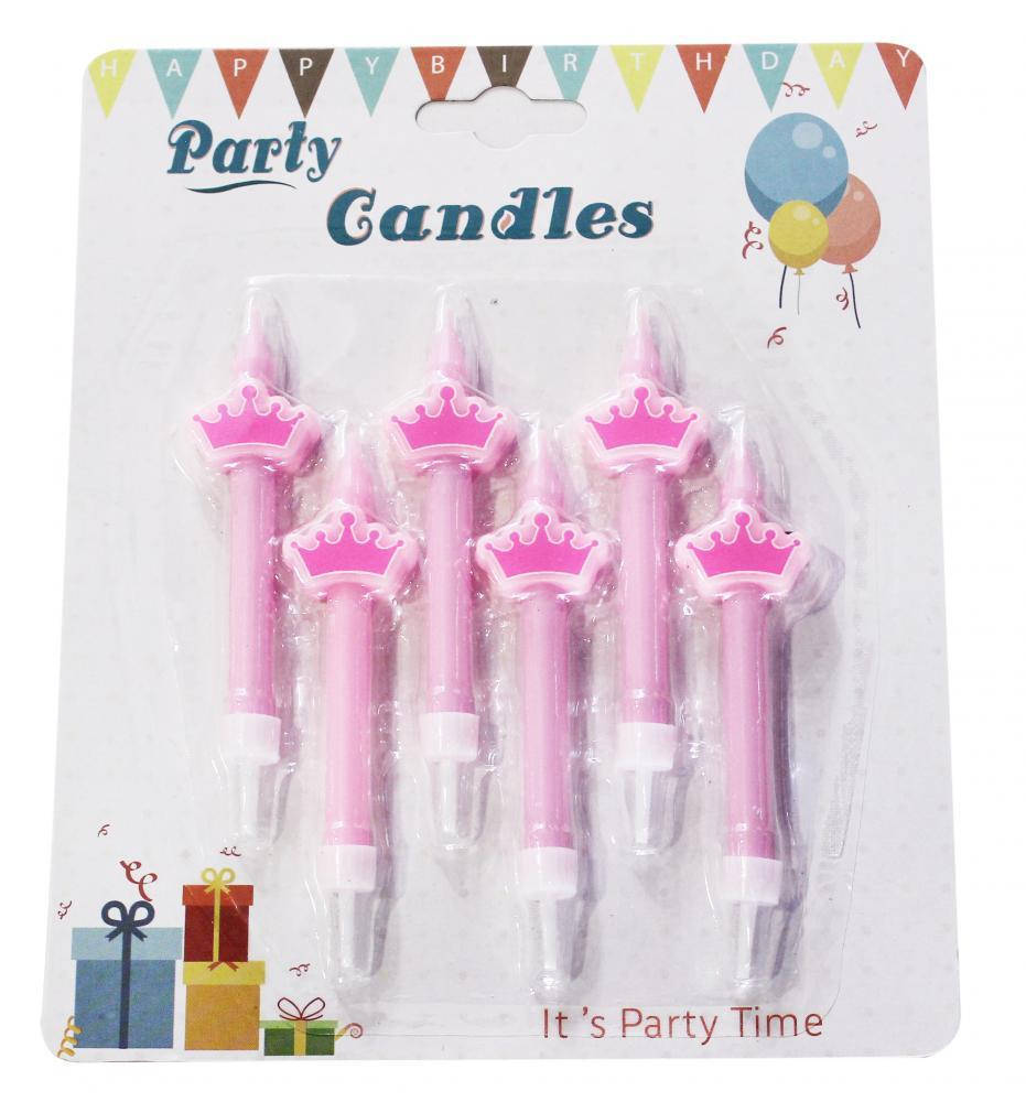 

Свечи для торта "Короны розовые", 6 штук