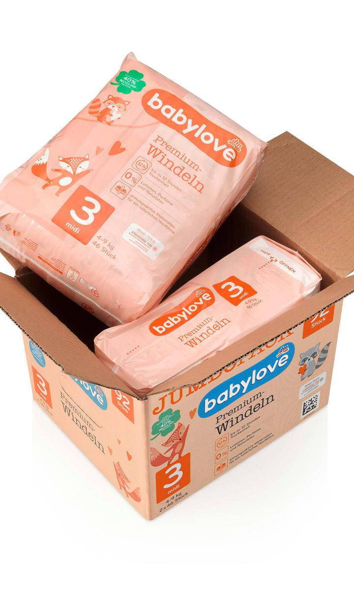 

Подгузники премиум - класса Babylove Windeln Premium Midi "3", 4-9 кг, 46 шт