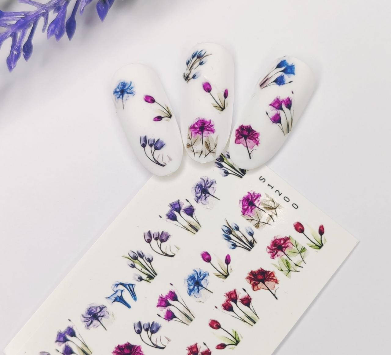 

Водные слайдеры для дизайна ногтей цветы S1200