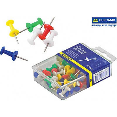 

Кнопки-гвоздик "BuroMAX" 5150 (50шт) цвет., Разные цвета