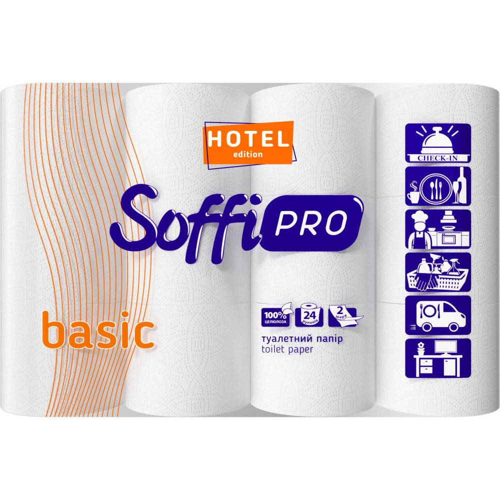 

/Бумага туал целюлоз SoffiPRO HOTEL по 24 рул на гильзе 2х сл белый