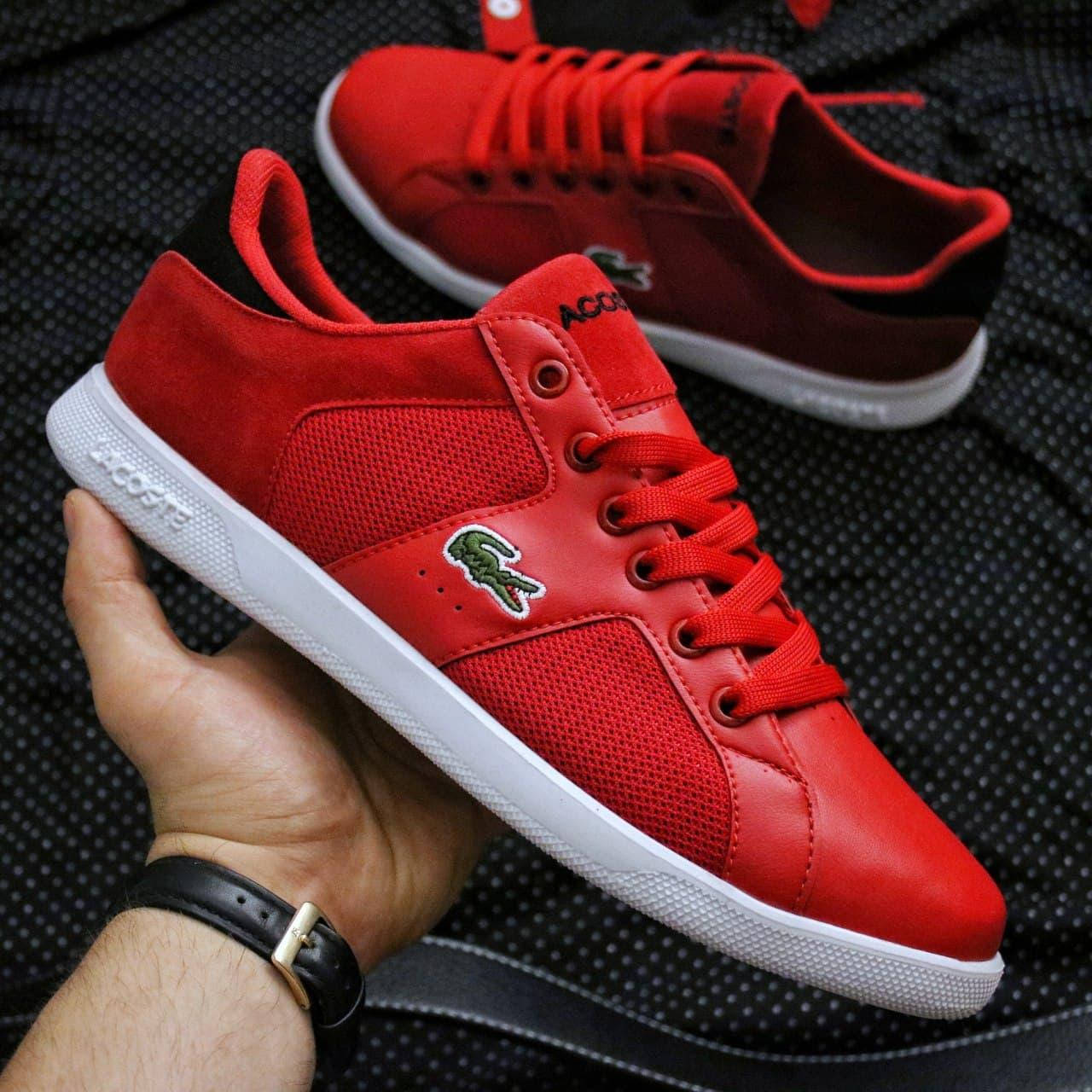 

Кеды Мужские Lacoste Red and Black Лакост Распродажа последних Размеров, Красный