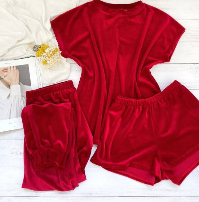 

Тройка мягусенький ПЛЮШ, штаны, шорты, футболка КРАСНЫЙ