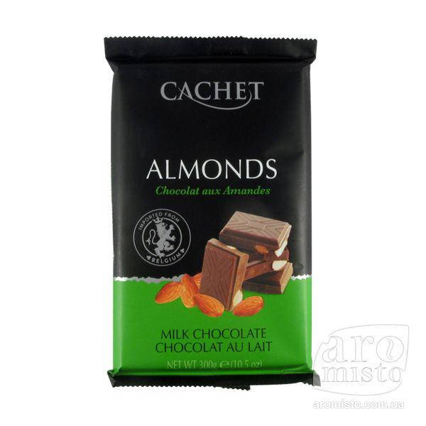 

Шоколад молочный премиум с кусочками миндаля CACHET Milk Chocolate with Almonds, 300 г