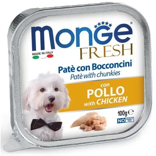 

Консервы Monge Dog Fresh для собак, паштет, со свежей курицей, 100 г
