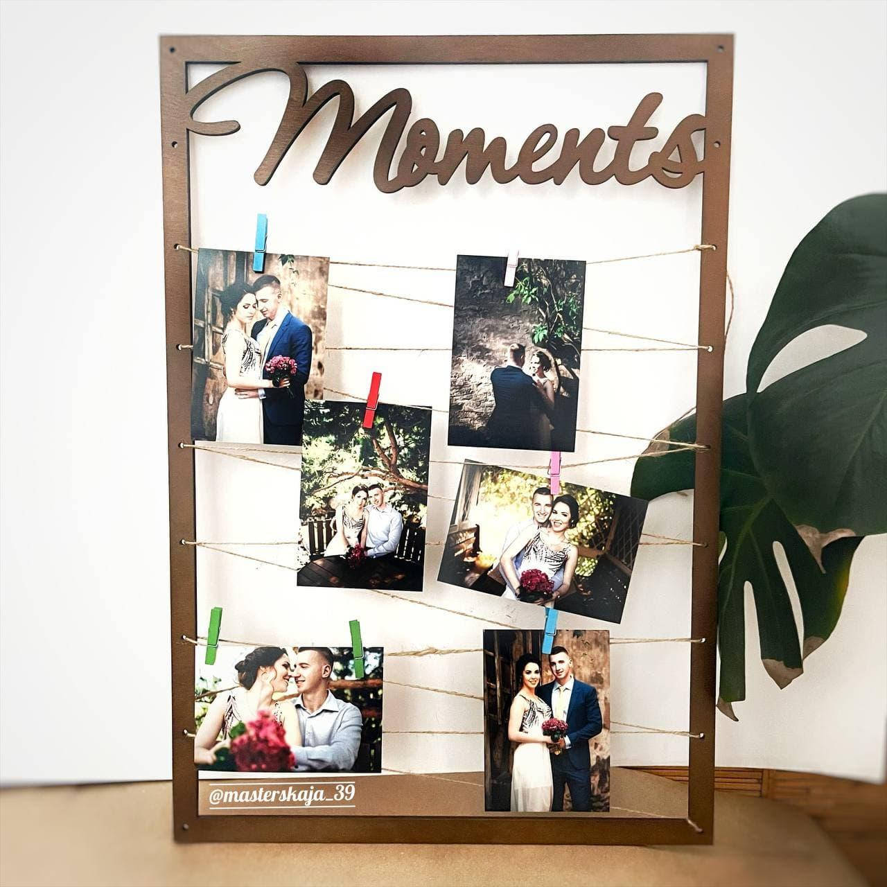 

Рамка для фото "Moments" на прищепках, Коричневый