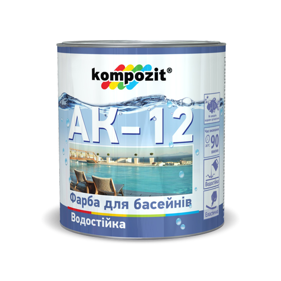 

Краска для бассейнов Kompozit Голубая АК-12 2.8 кг
