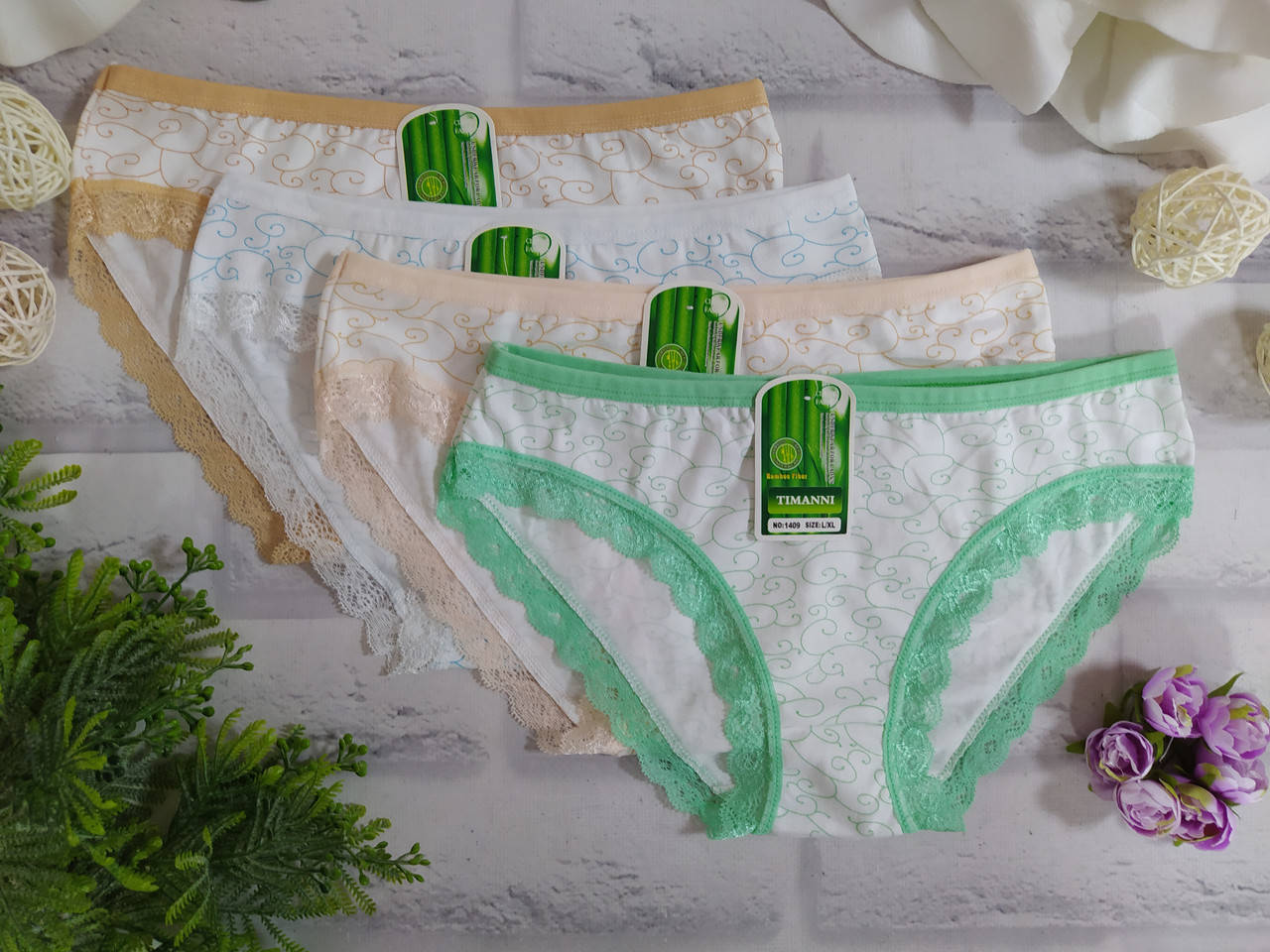 

Трусы женские L/XL 46-48 бамбук норма Timanni Остатки SO-1409, Разные цвета