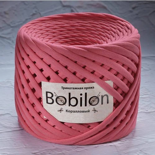 

Трикотажная пряжа Bobilon Mini (Бобилон) 5-7мм. Коралловый