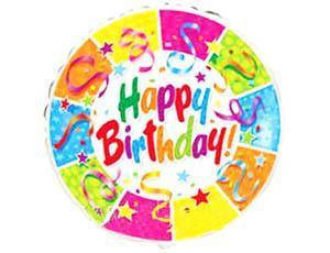

Коло фольговане 18" Happy Birthday Білий фон, Разные цвета