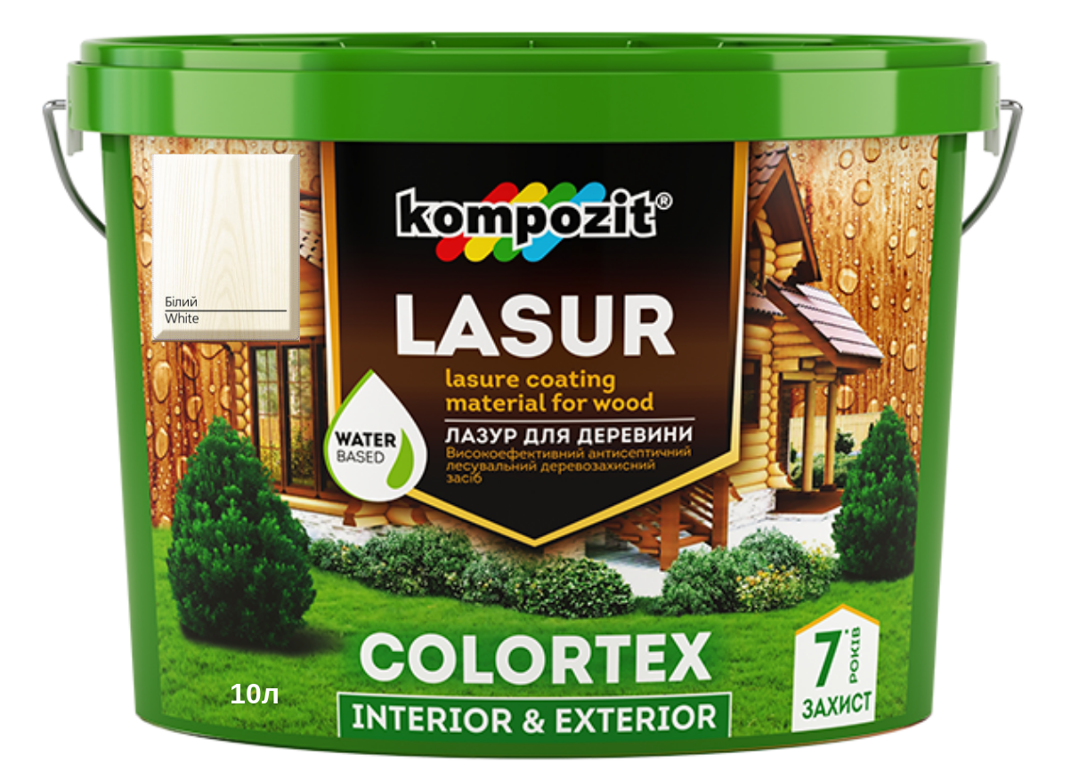

Лазурь для дерева Kompozit Colortex белый 10л
