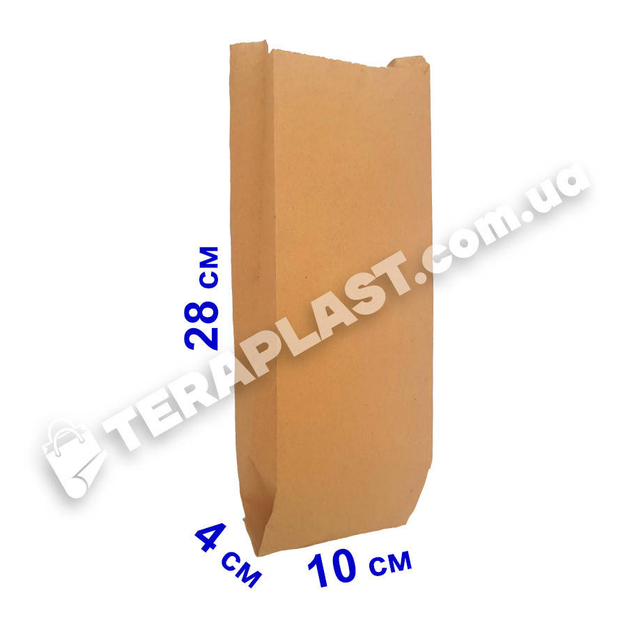 

Бумажный пакет саше для еды бурый 100х40х280 (уп-100шт)