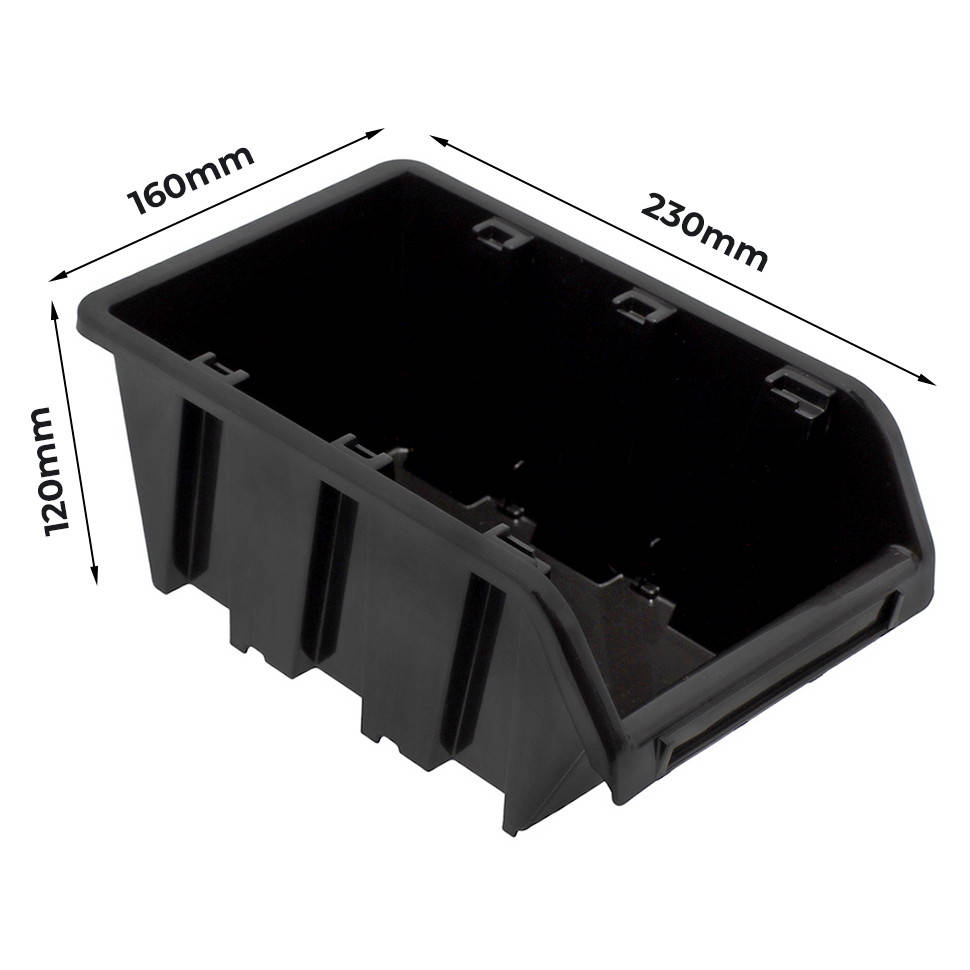 

Контейнер ящики складские пластиковые для инструментов в гараж 230*160*120 мм черный для панели