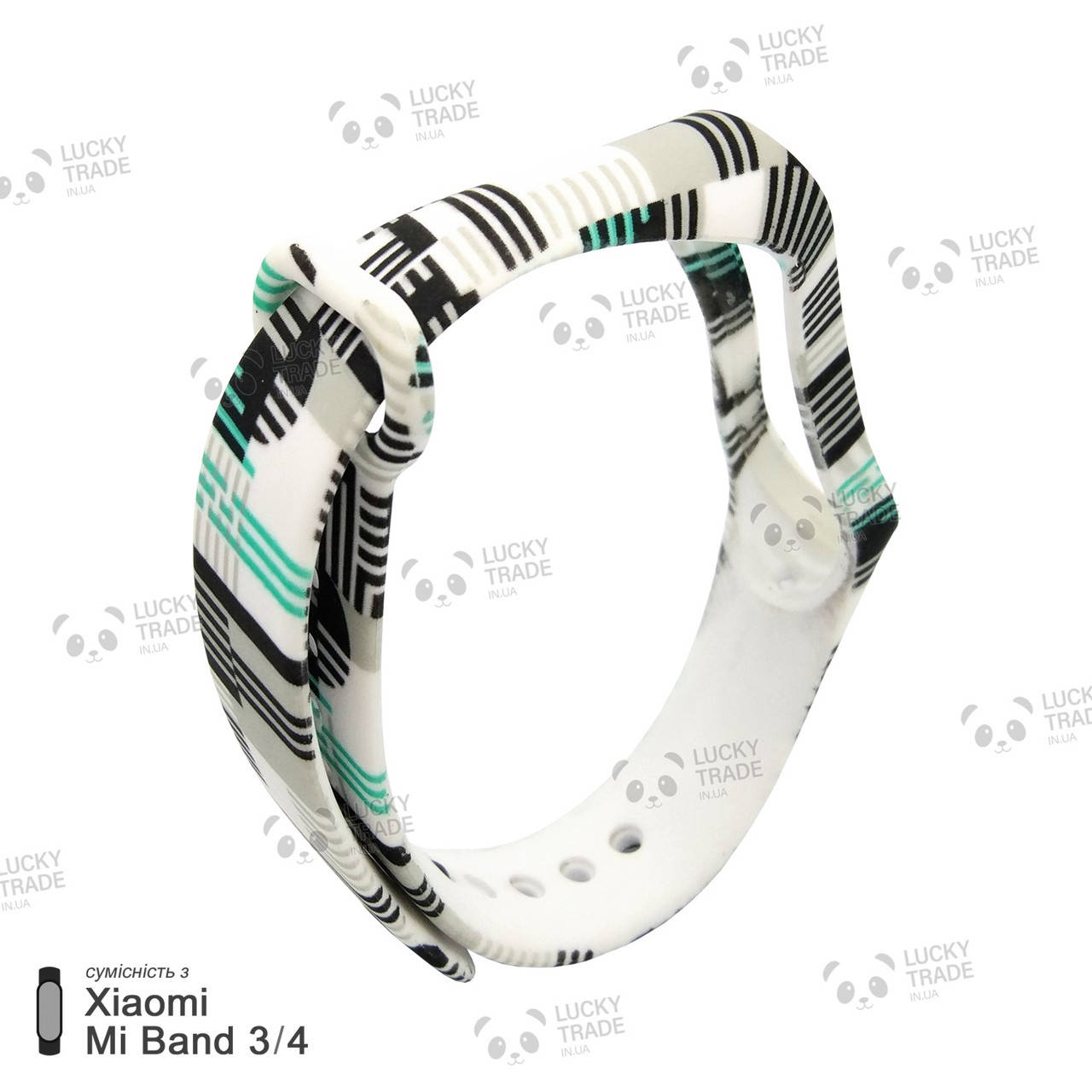 

Ремешок Xiaomi Mi Band 4 / 3 с рисунком силиконовый браслет miband Много линий - Белый [1027]