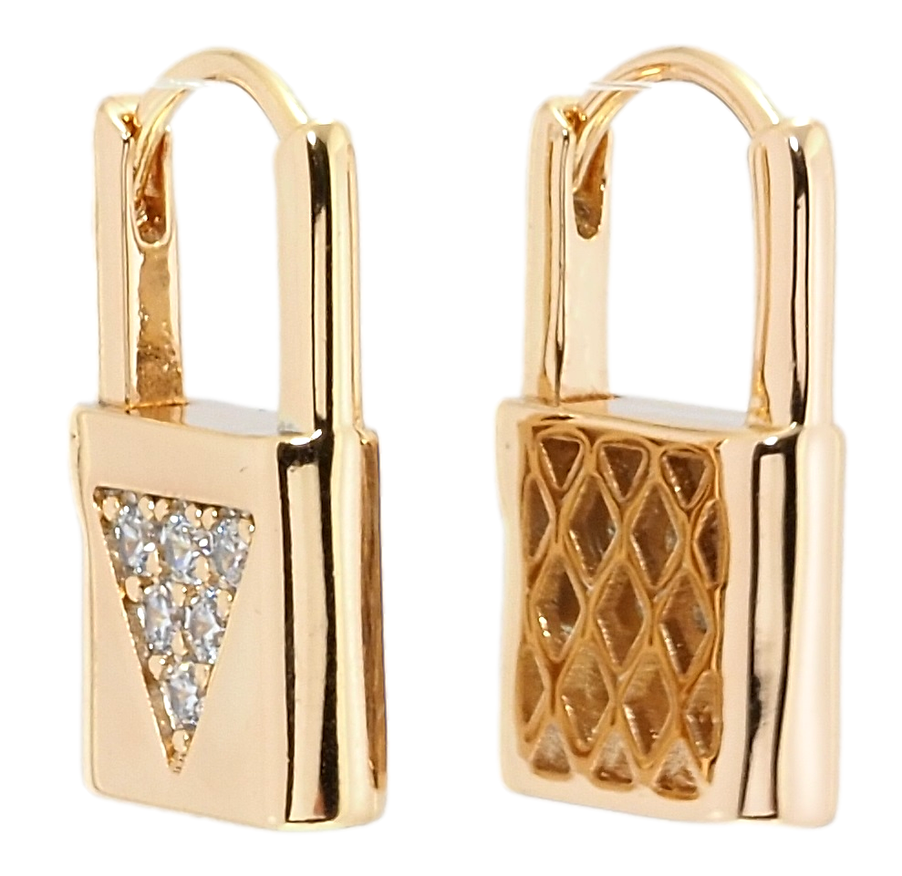 

Серьги Xuping Позолота 18K колечки "Замочки с цирконием"