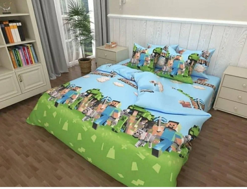 

Детское полуторное постельное бельё Майнкрафт, Разные цвета