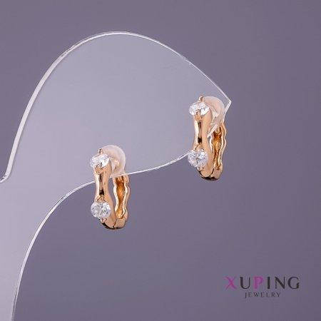 

Серьги Xuping белые камни d-3,5мм L-12мм цвет золото