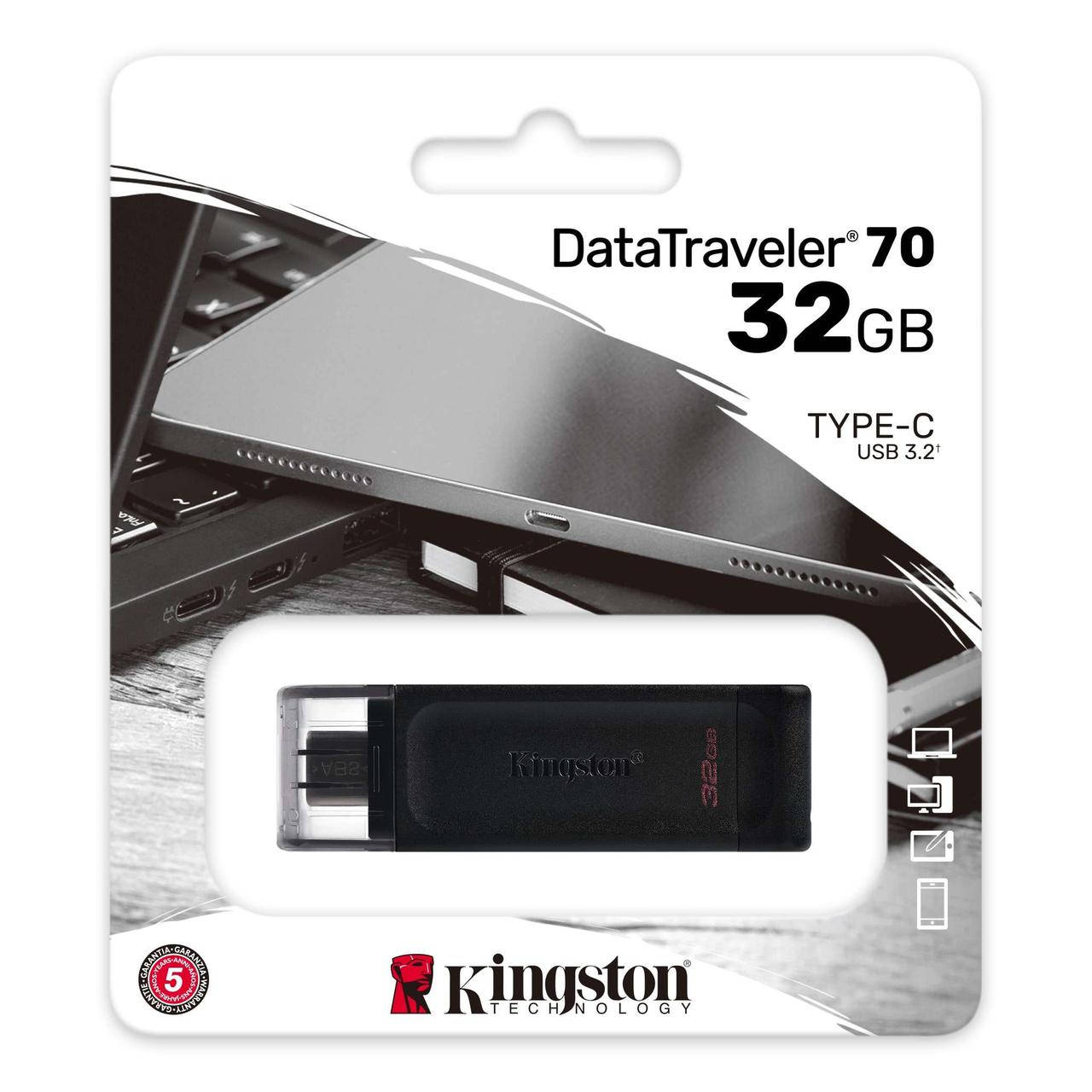 

Type-C Флешка (Флэш-накопитель) Kingston DT 70 32GB Черный (DT70/32GB)
