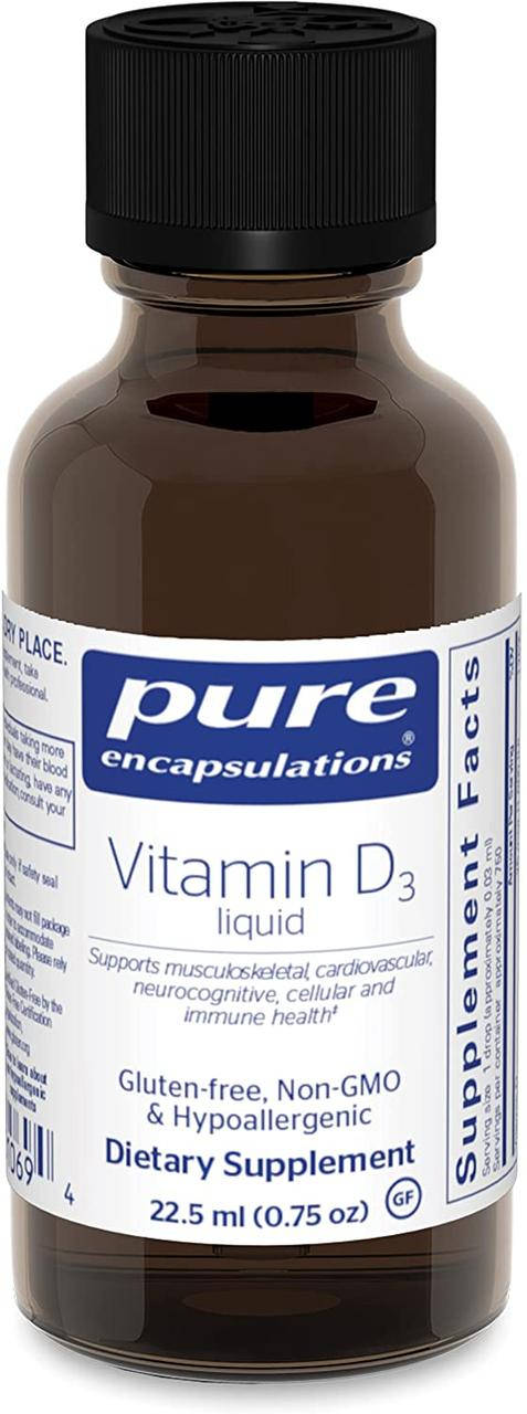 

Витамин D3 жидкость, Vitamin D3 liquid, Pure Encapsulations, 22.5 мл (PE-01069), 22.5