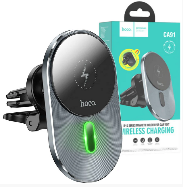 

Автодержатель с беспроводной зарядкой Hoco CA91 MagSafe Charger для iPhone | Qi Wireless 5W-7.5W-10W-15W Max