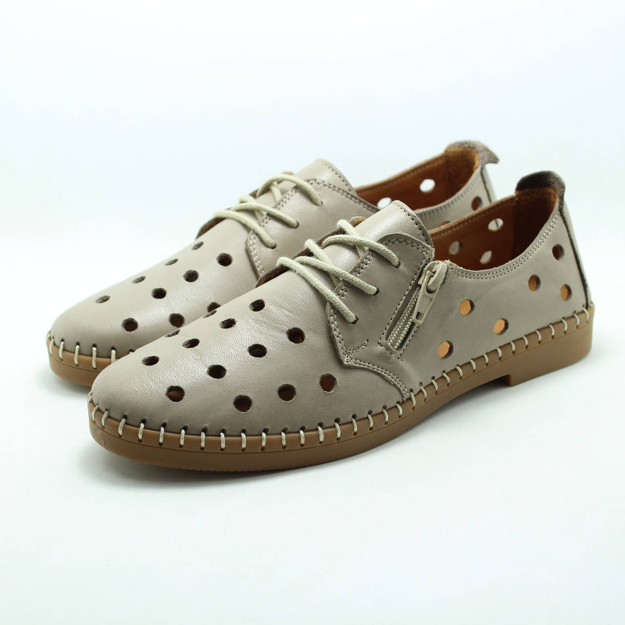 

Летние кожаные женские туфли La Pinta Mink Leather бежевые, Бежевый