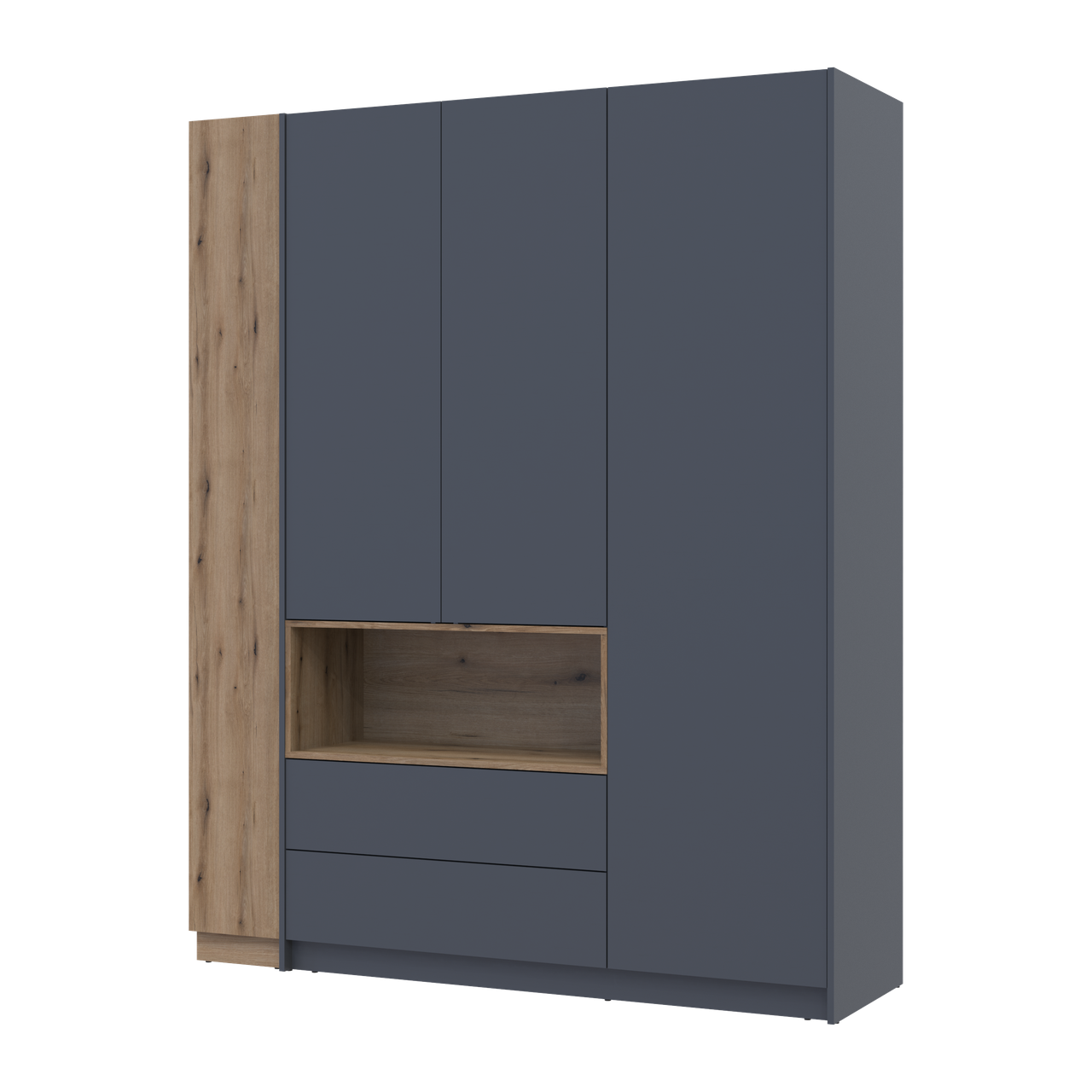 Шафа для одягу з нішею та етажеркою Doros Дейл Графіт/Дуб Евок 3 ДСП 178х52х220 (42005156)