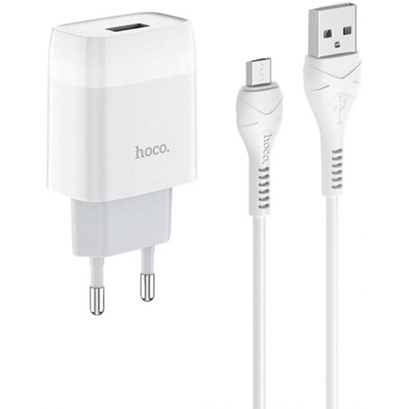 

Сетевое зарядное устройство Hoco C72A QC 3.0 USB 2.1A + Cable microUSB (White) [45490], Белый