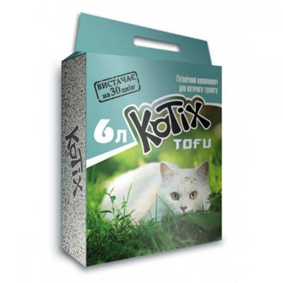 

Соевый наполнитель для кошачьего туалета, без аромата Kotix Tofu 6л