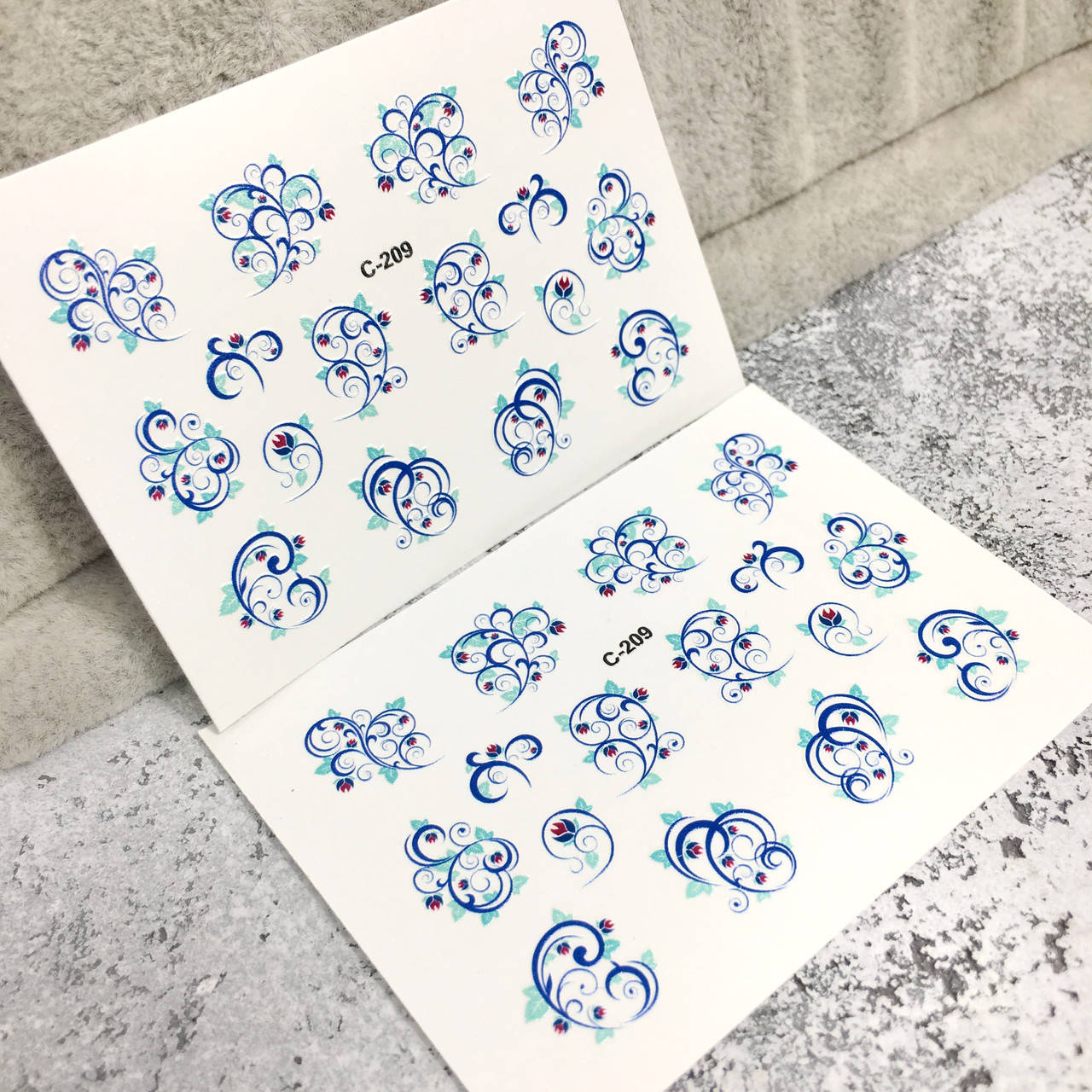 

Слайдер-дизайн, водные наклейки для ногтей, рифленные C-209, Разные цвета