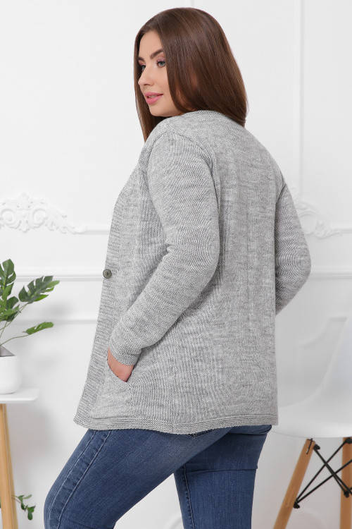 

Женская кофта кардиган на пуговице осенняя темно-серого цвета, Темно-серый