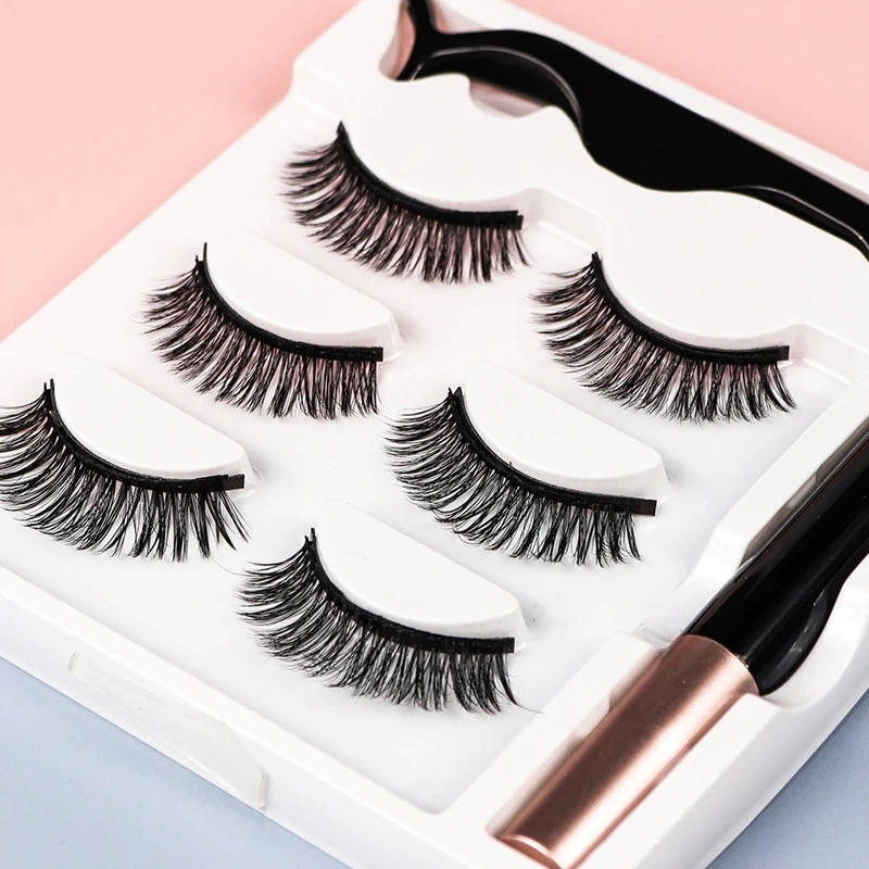 

Магнитные накладные красивые многоразовые ресницы на 5 магнитах длина-12-14мм. Ресницы на магнитах 3 пары, Черный