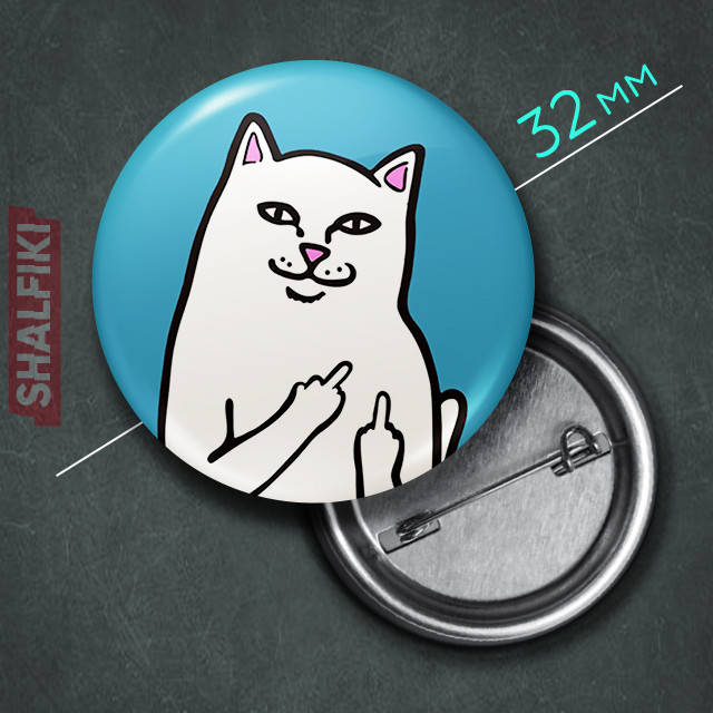 

"Кот с факами" значок круглый на булавке Ø32 мм