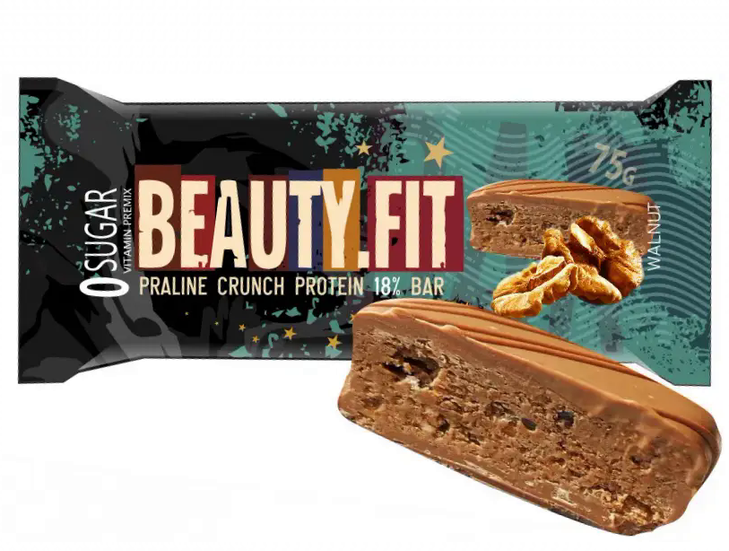 

Натуральный низкоуглеводный батончик Beauty.Fit пралине кранч "Грецкий Орех" (75 грамм)
