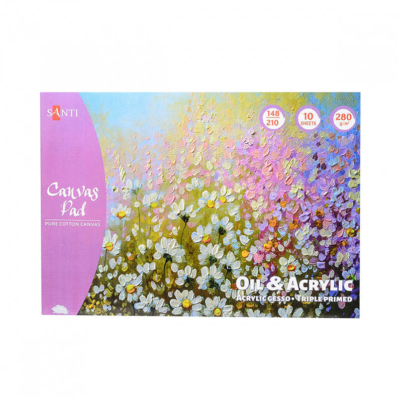 

Склейка для масла и акрила Santi Canvas Pad холст мелкое зерно А5 280 г/м.кв. 10 листов