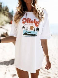 

Туника женская с изображением свободного кроя, хлопок белая размер 42-46, Белый