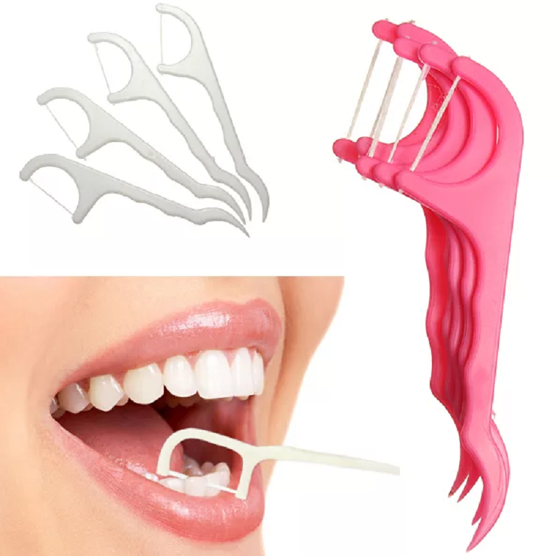 

Зубные флоссы, зубная нить в баночке 30 шт. №1, Белый