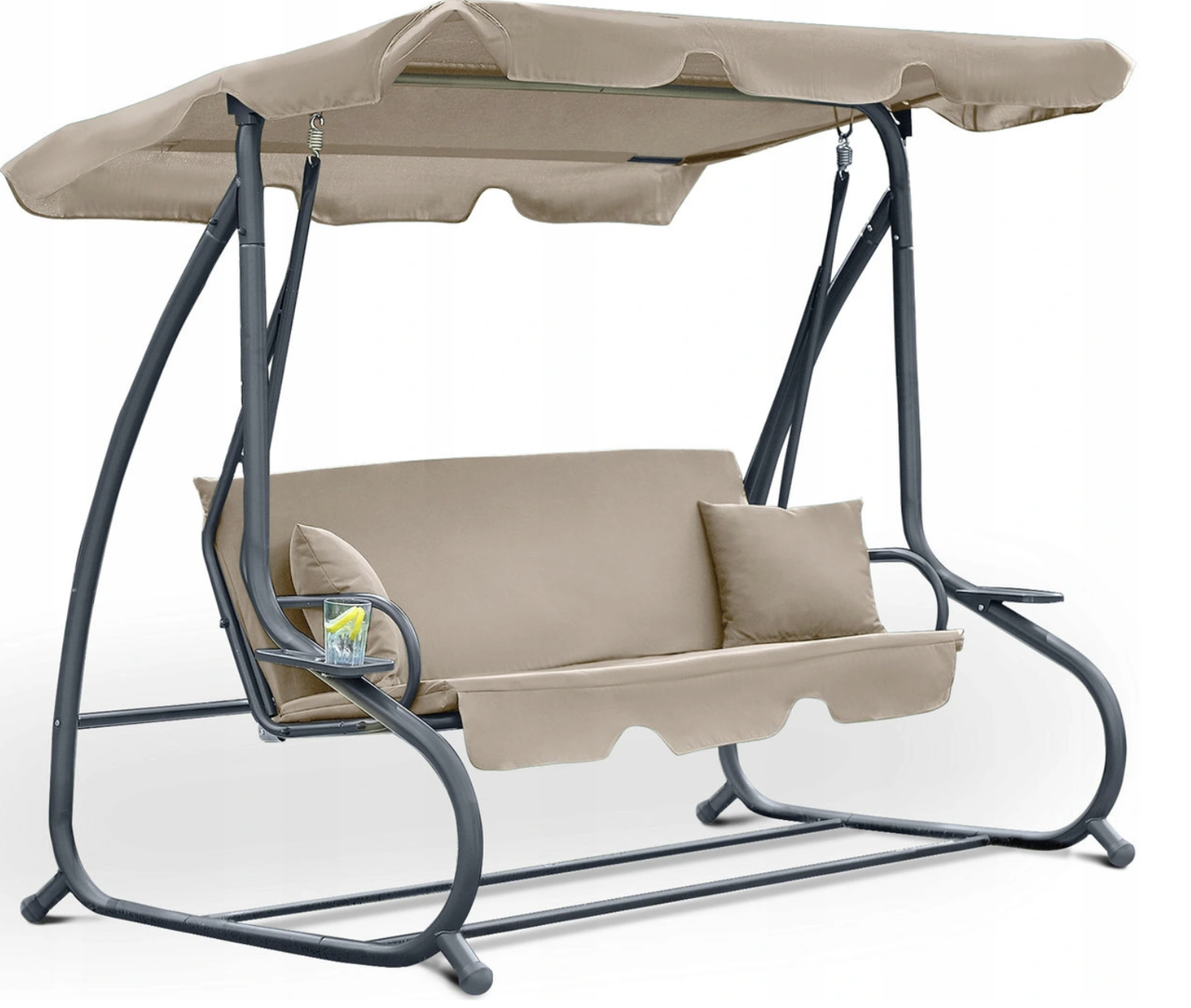 

Садовая качеля - диван раскладная RELAX PLUS Бежевая + 2 ПОДУШКИ, Коричневый