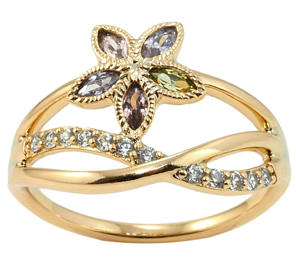 

Кольцо Xuping Позолота 18K "Цветок с разноцветными фианитами" р.16.5,17,18,18.5