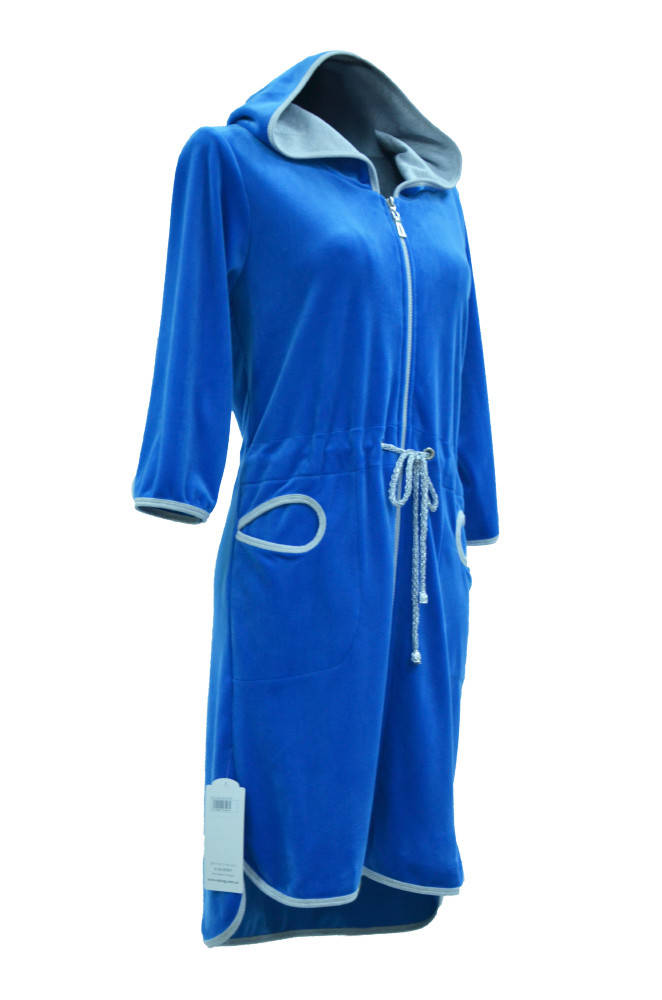 

Жіночий халат велюровий синій D&C р.46 50, Синий