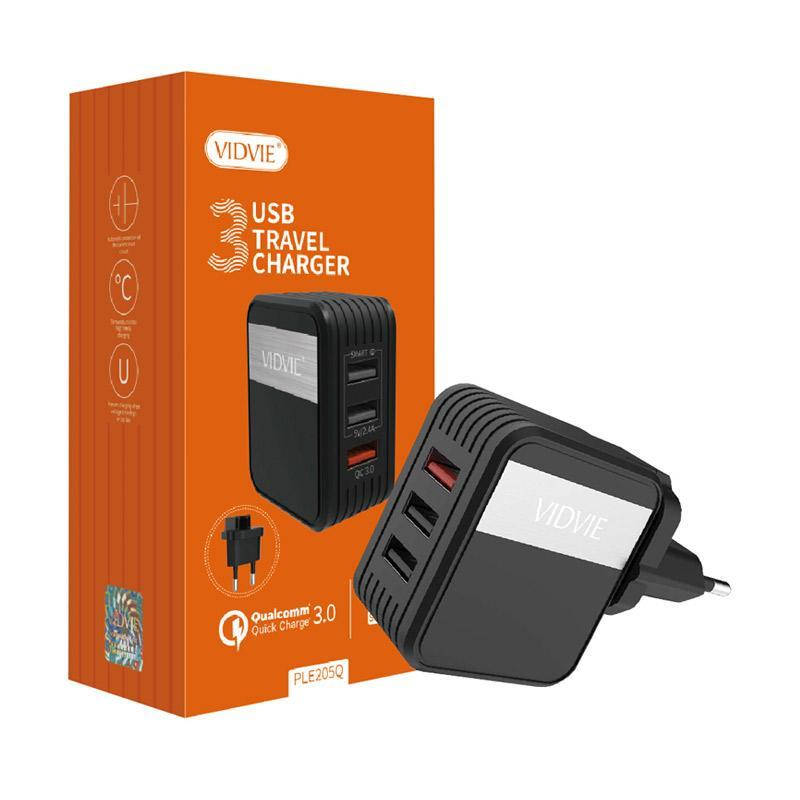 

Зарядка для телефона Сетевой адаптер Quigk Charge 3.0,на 3 порта usb Vidvie PLE205Q, Черный