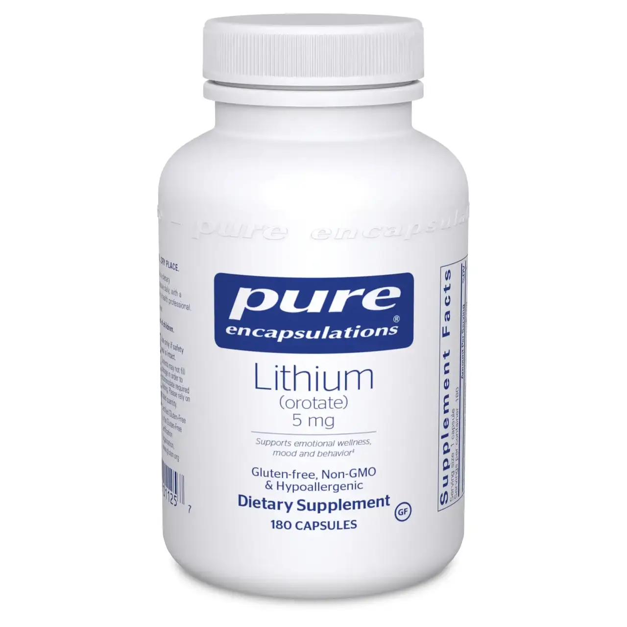 

Литий (оротат), Lithium (Orotate), Pure Encapsulations, 5 мг, 180 капсул (PE-01125)