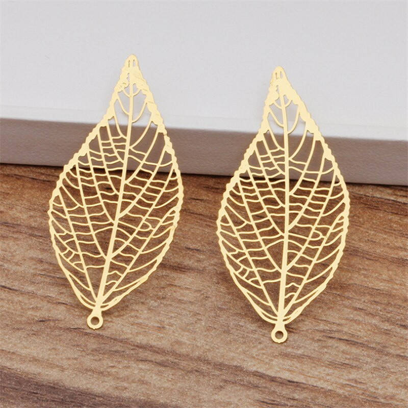 

Листья для украшений, листочки металл цвет золото 42*19 мм/ 1 шт., Золотистый