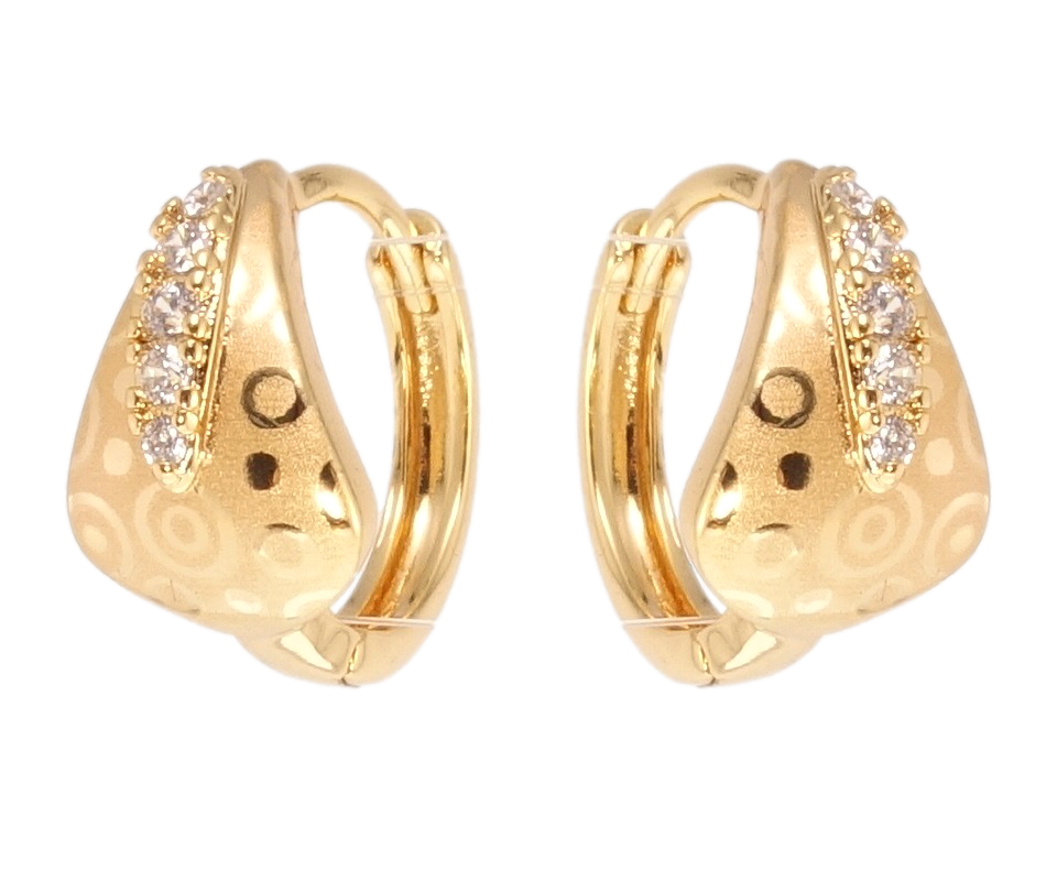 

Серьги Xuping Позолота 18K колечки "Дорожки циркония, узор напылением"