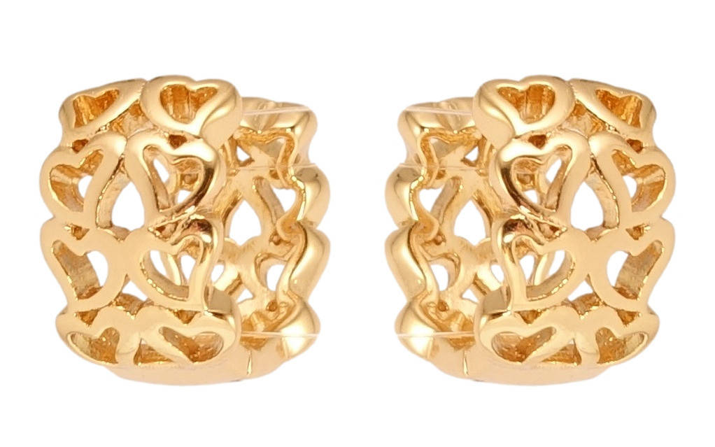 

Серьги Xuping Позолота 18K колечки "Резные сердечки"